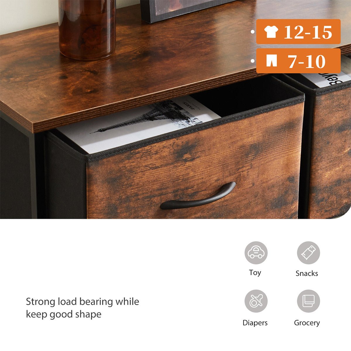 Large Capacity 5-10 Drawer Fabric Storage Cabinet Organizer