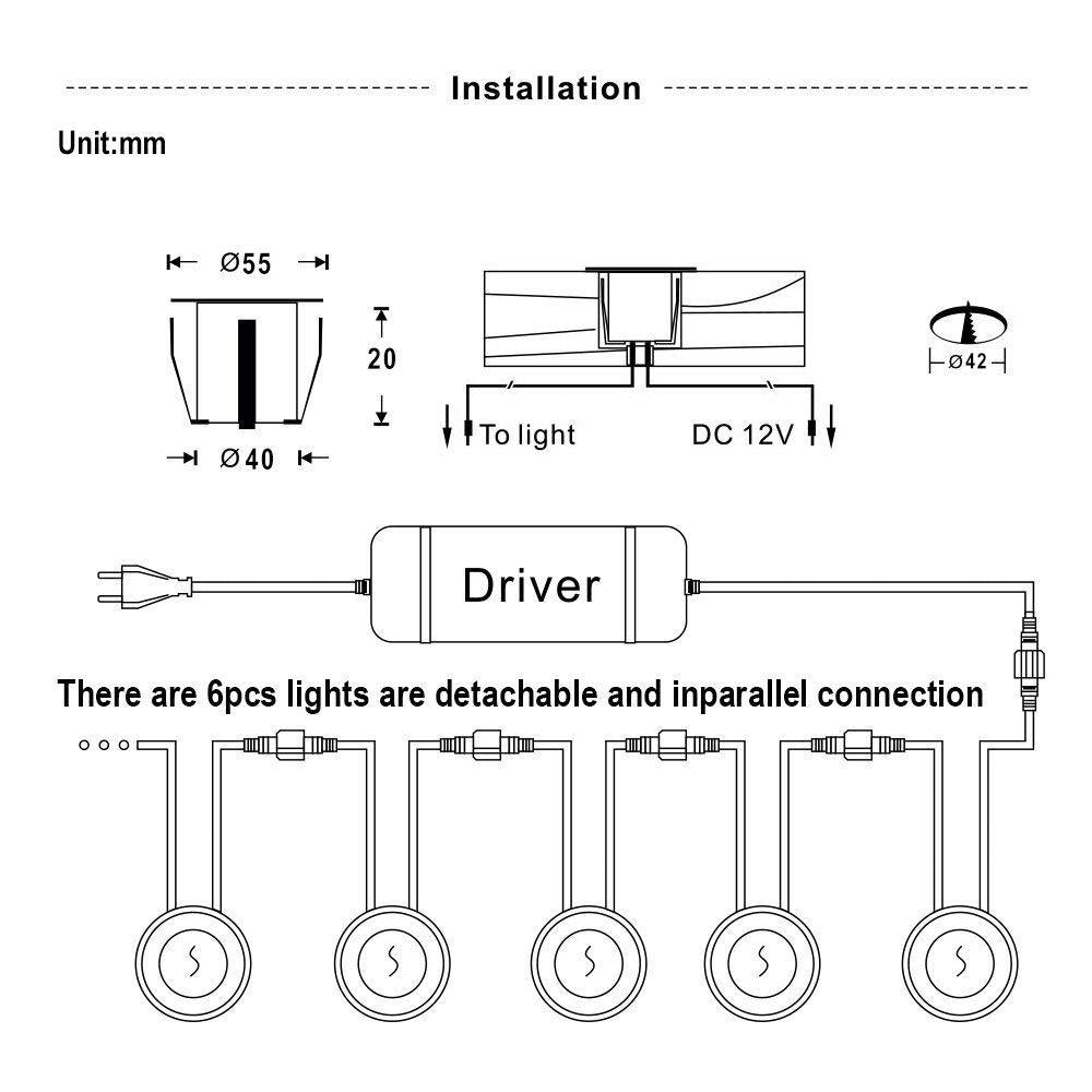 LED Deck Stair Lights Plug In Outdoor Step Lights Recessed In-ground 8 Pcs