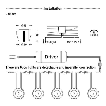 LED Deck Stair Lights Plug In Outdoor Step Lights Recessed In-ground 8 Pcs