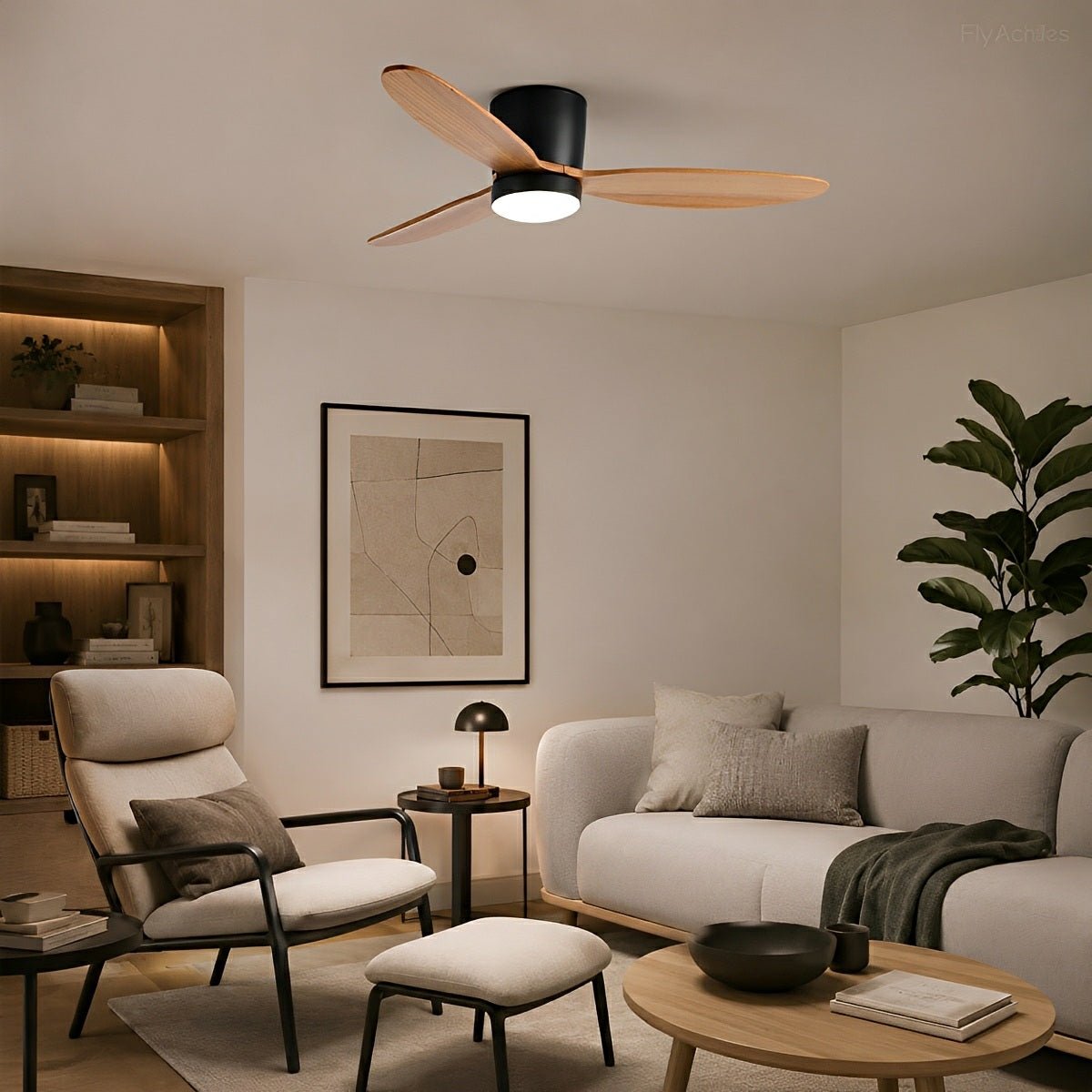 LED Inverter Silent White Low Floor DC Motor Simple Ceiling Fan Light - Flare Shack