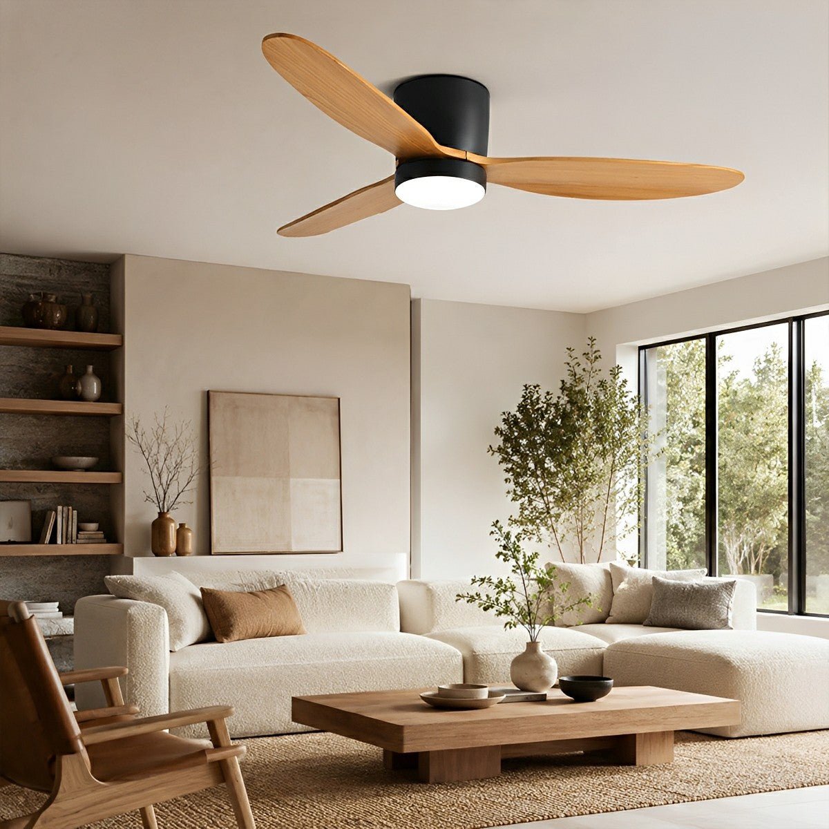 LED Inverter Silent White Low Floor DC Motor Simple Ceiling Fan Light - Flare Shack