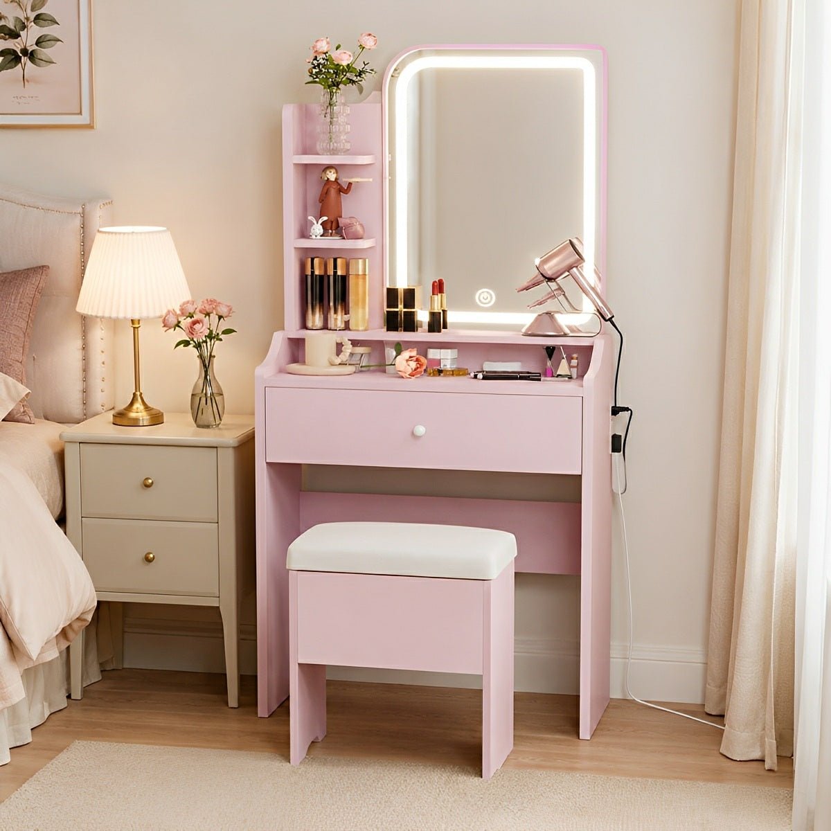 LED Makeup Vanity Table – 3-Color Temperature Light