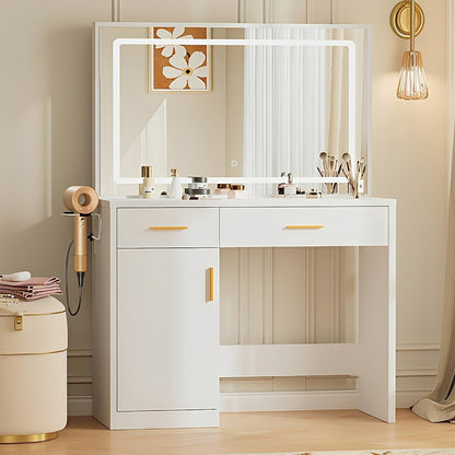 LED Makeup Vanity with Charging Station & 3-Color Light - Flare Shack