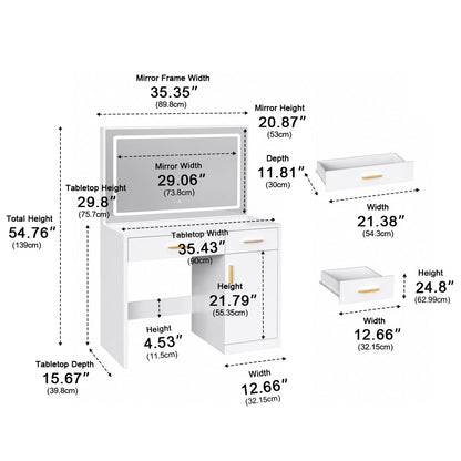 LED Makeup Vanity with Charging Station & 3-Color Light