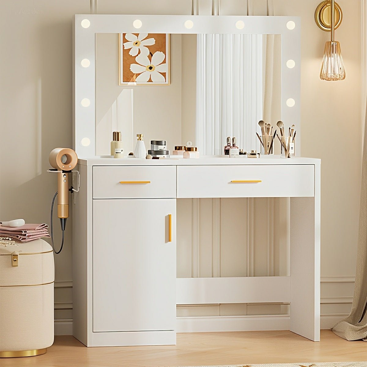 LED Makeup Vanity with Charging Station & 3-Color Light - Flare Shack