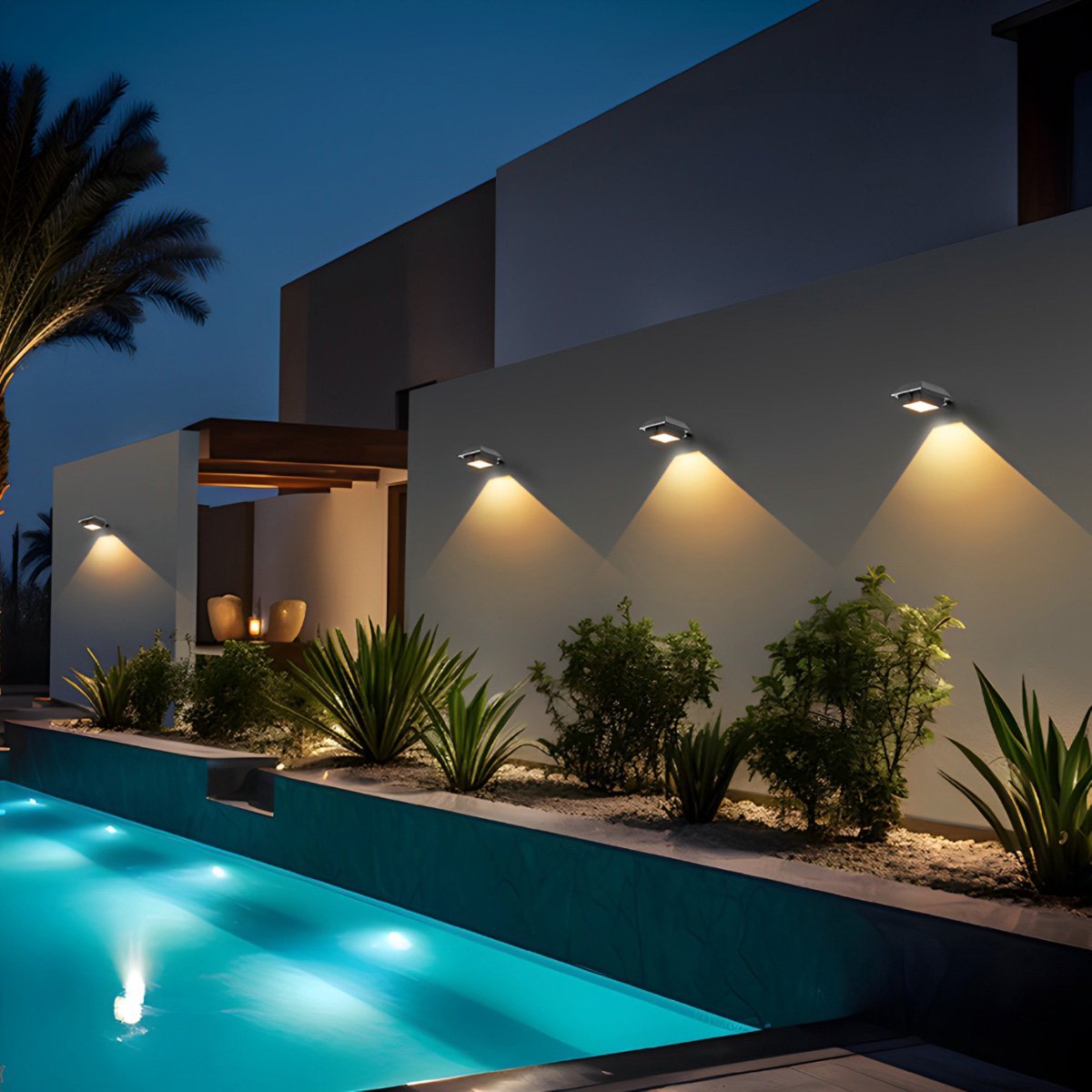 LED Square Waterproof Solar Outdoor Wall Lights