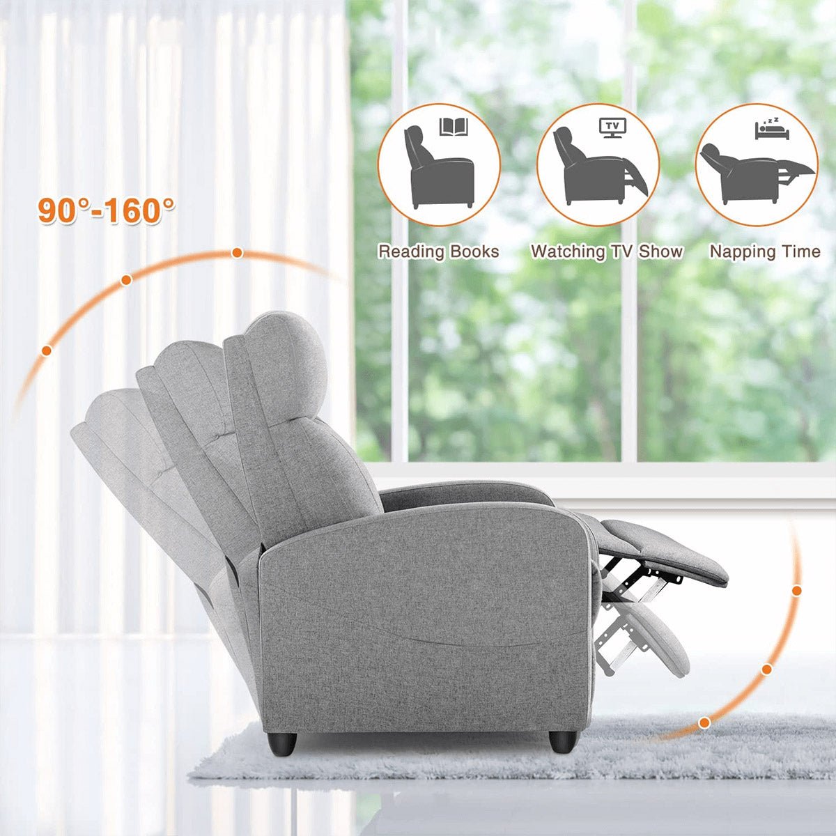 Manual Massage Heating Recliner Chair Winback Single Sofa