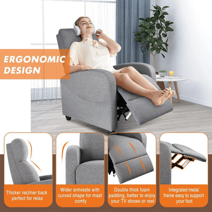 Manual Massage Heating Recliner Chair Winback Single Sofa