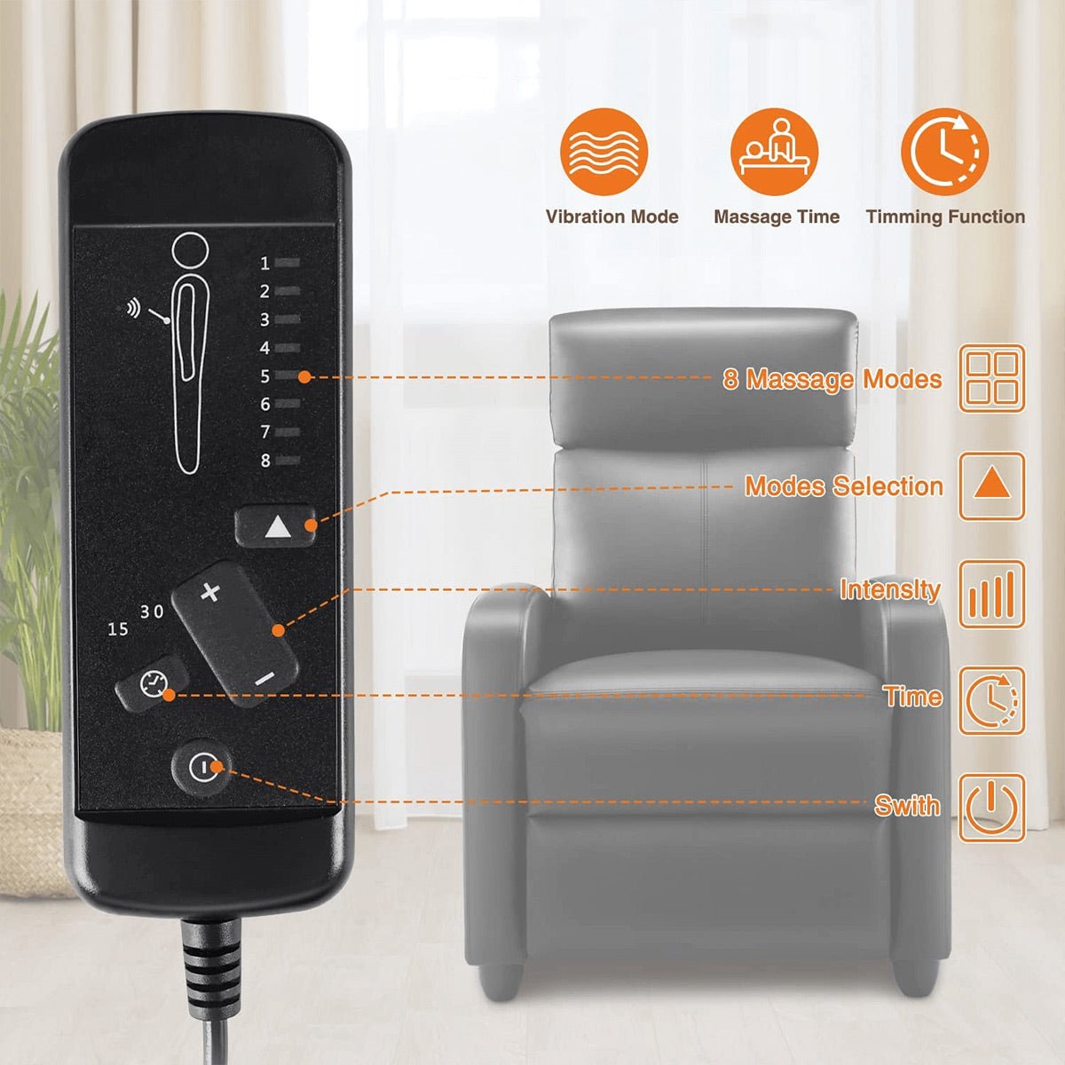 Manual Massage Heating Recliner Chair Winback Single Sofa