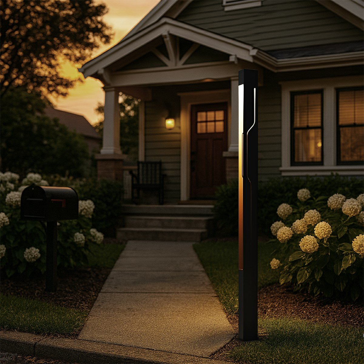 Mecha Modern Ash Black Rectangle LED Column Outdoor Pole Street Light