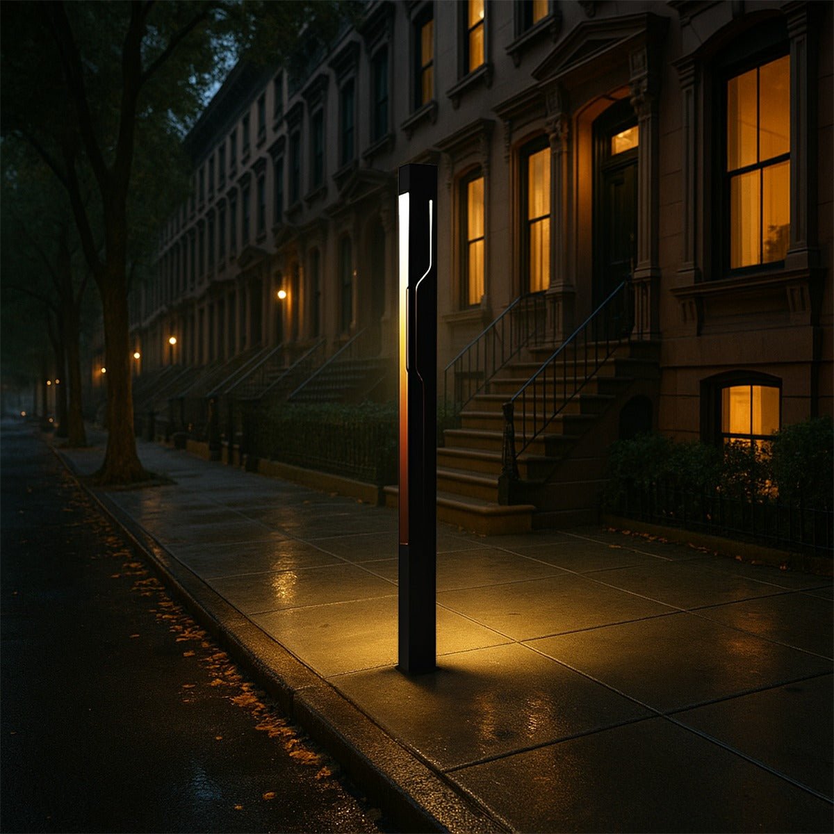 Mecha Modern Ash Black Rectangle LED Column Outdoor Pole Street Light