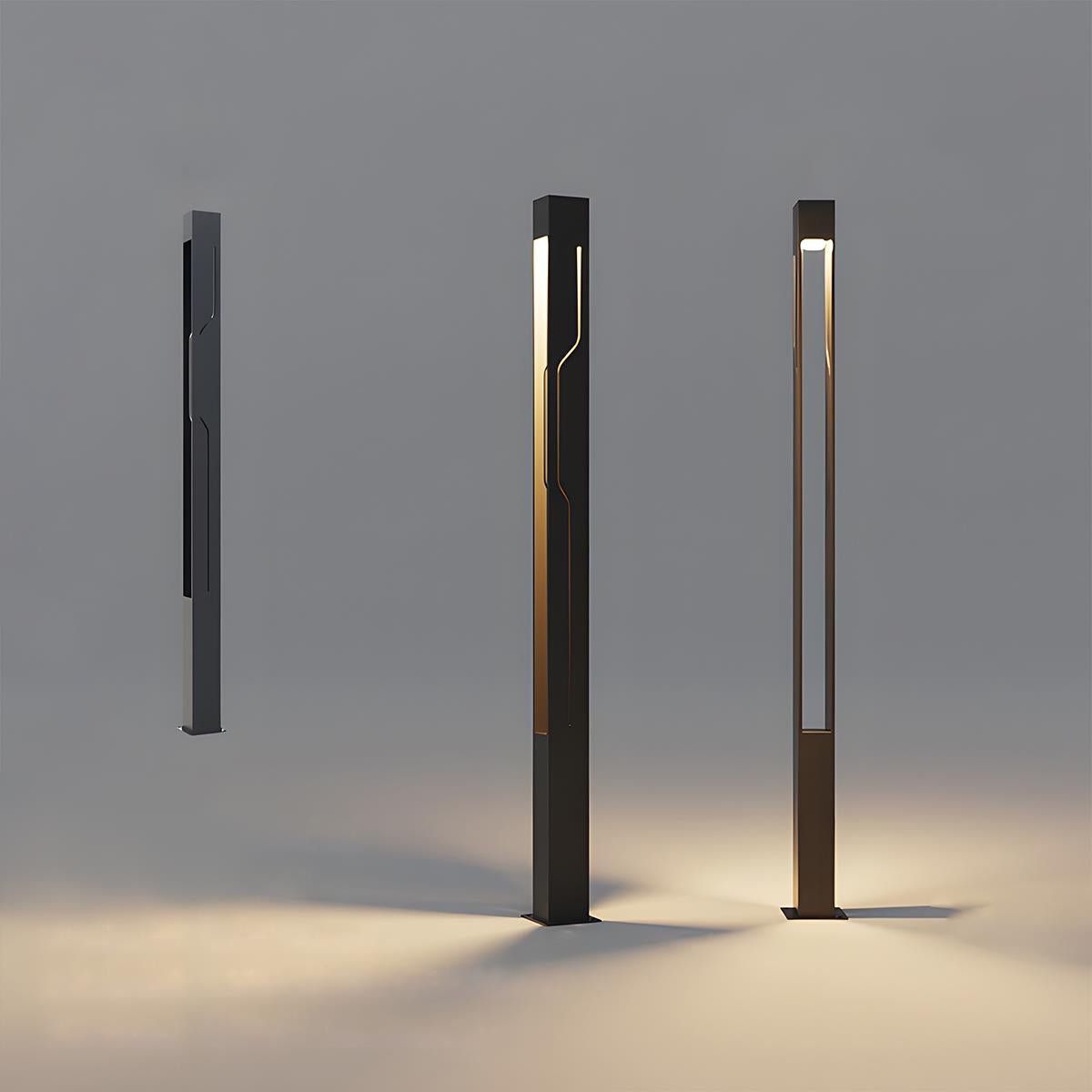 Mecha Modern Ash Black Rectangle LED Column Outdoor Post Lights - Flare Shack