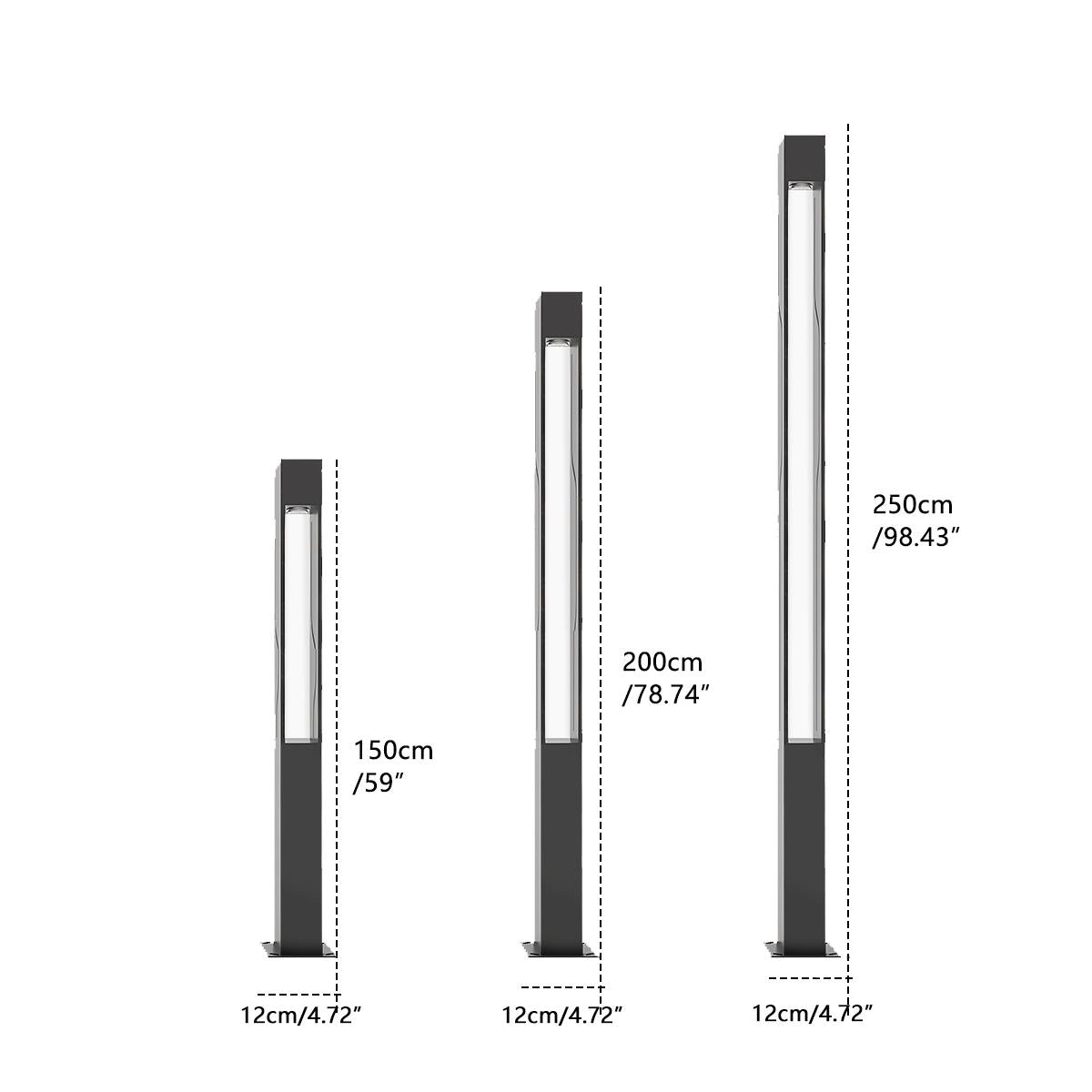 Mecha Modern Ash Black Rectangle LED Column Outdoor Pole Street Light