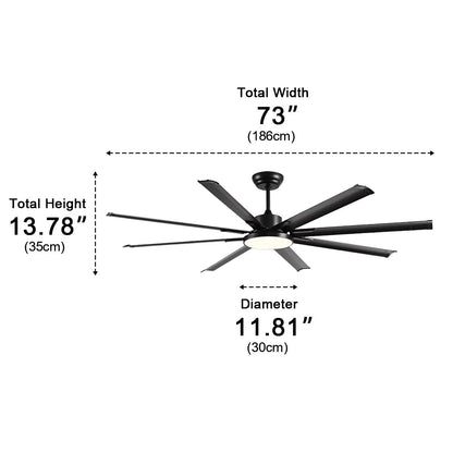Mid-Century 8-Blade Scandinavian Ceiling Fan with Full-Spectrum LED Light