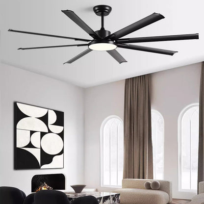 Mid-Century 8-Blade Scandinavian Ceiling Fan with Full-Spectrum LED Light