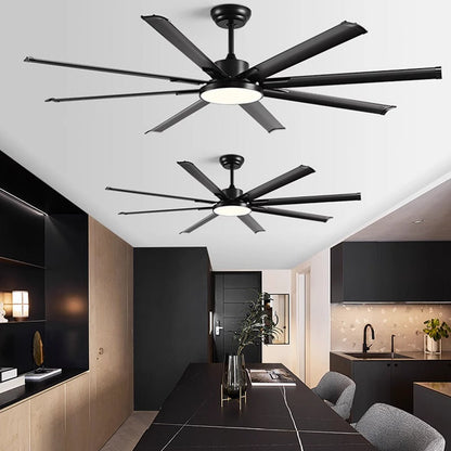 Mid-Century 8-Blade Scandinavian Ceiling Fan with Full-Spectrum LED Light