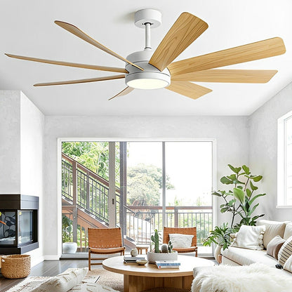 Mid - Century 8 - Blade Scandinavian Minimalist Ceiling Fan with LED Light - Flare Shack