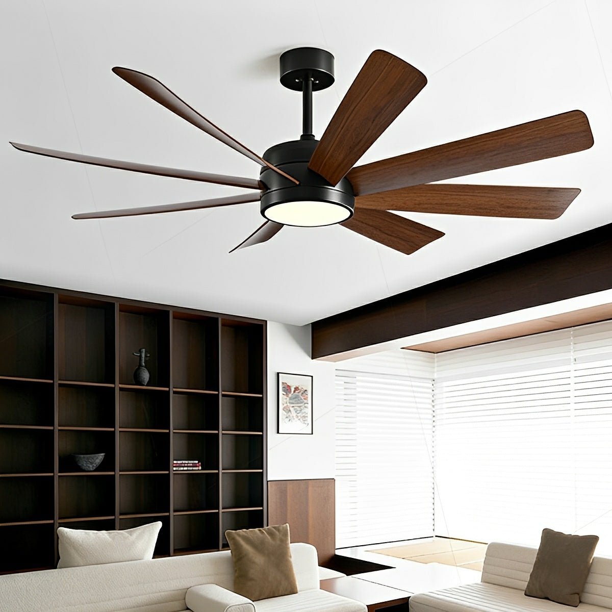Mid - Century 8 - Blade Scandinavian Minimalist Ceiling Fan with LED Light - Flare Shack