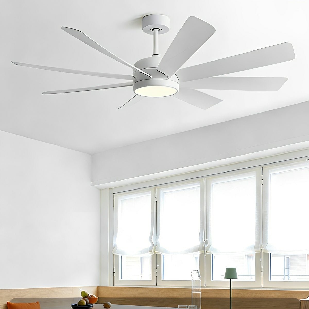 Mid - Century 8 - Blade Scandinavian Minimalist Ceiling Fan with LED Light - Flare Shack