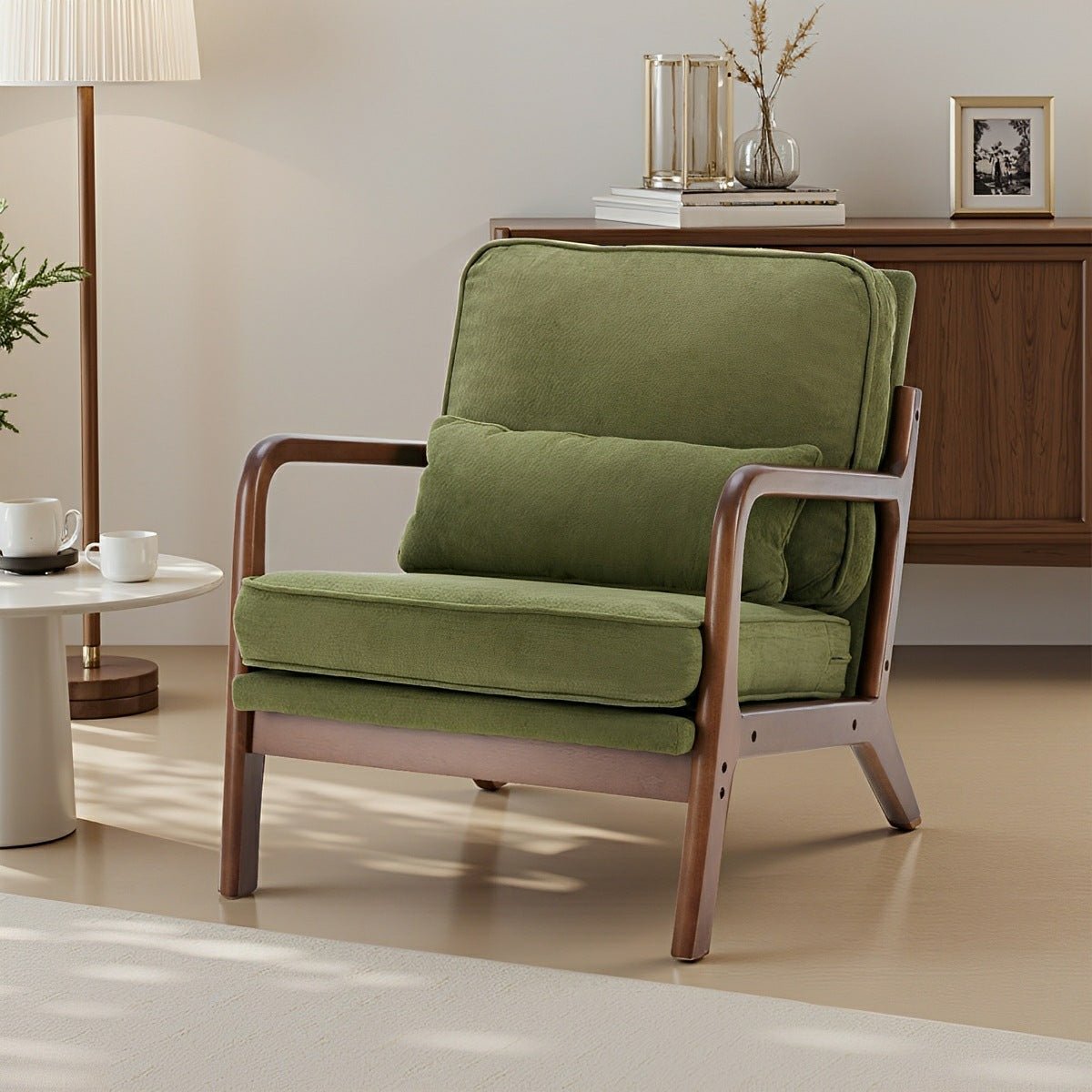 Mid Century Modern Accent Chair with Arms – Solid Wood - Flare Shack