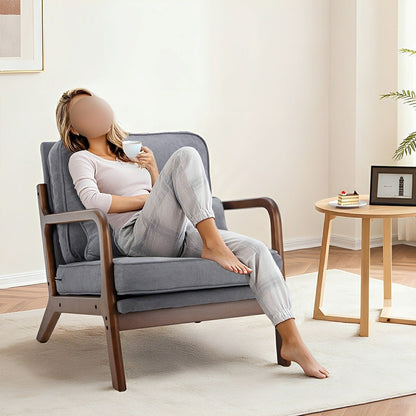Mid Century Modern Accent Chair with Arms – Solid Wood