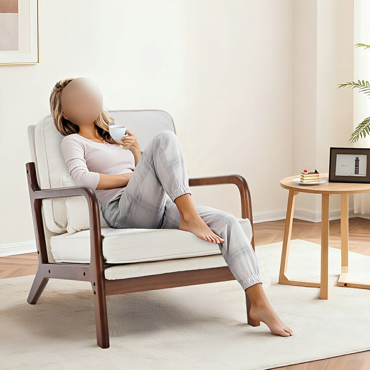 Mid Century Modern Accent Chair with Arms – Solid Wood