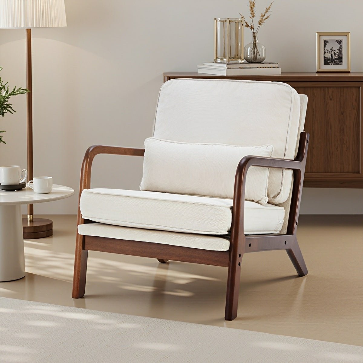 Mid Century Modern Accent Chair with Arms – Solid Wood - Flare Shack