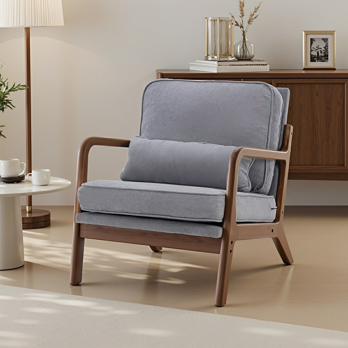 Mid Century Modern Accent Chair with Arms – Solid Wood - Flare Shack
