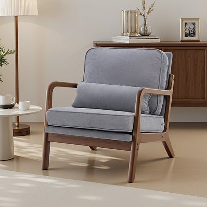 Mid Century Modern Accent Chair with Arms – Solid Wood - Flare Shack