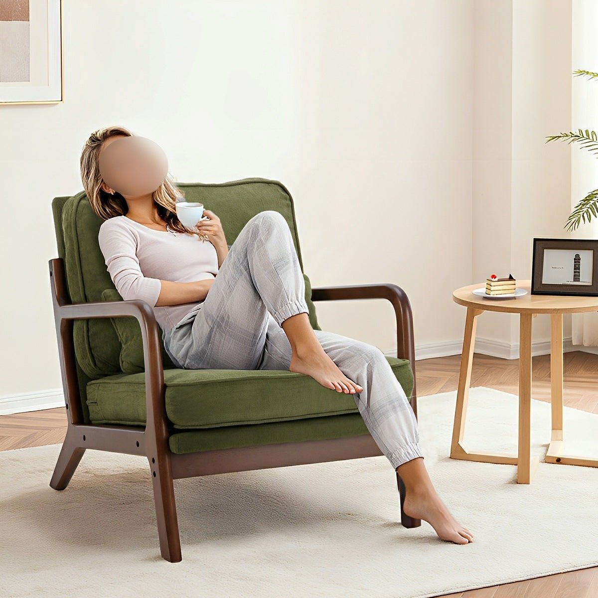 Mid Century Modern Accent Chair with Arms – Solid Wood
