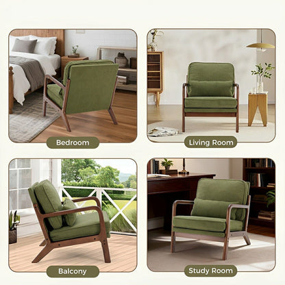 Mid Century Modern Accent Chair with Arms – Solid Wood