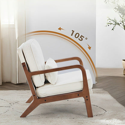Mid Century Modern Accent Chair with Arms – Solid Wood