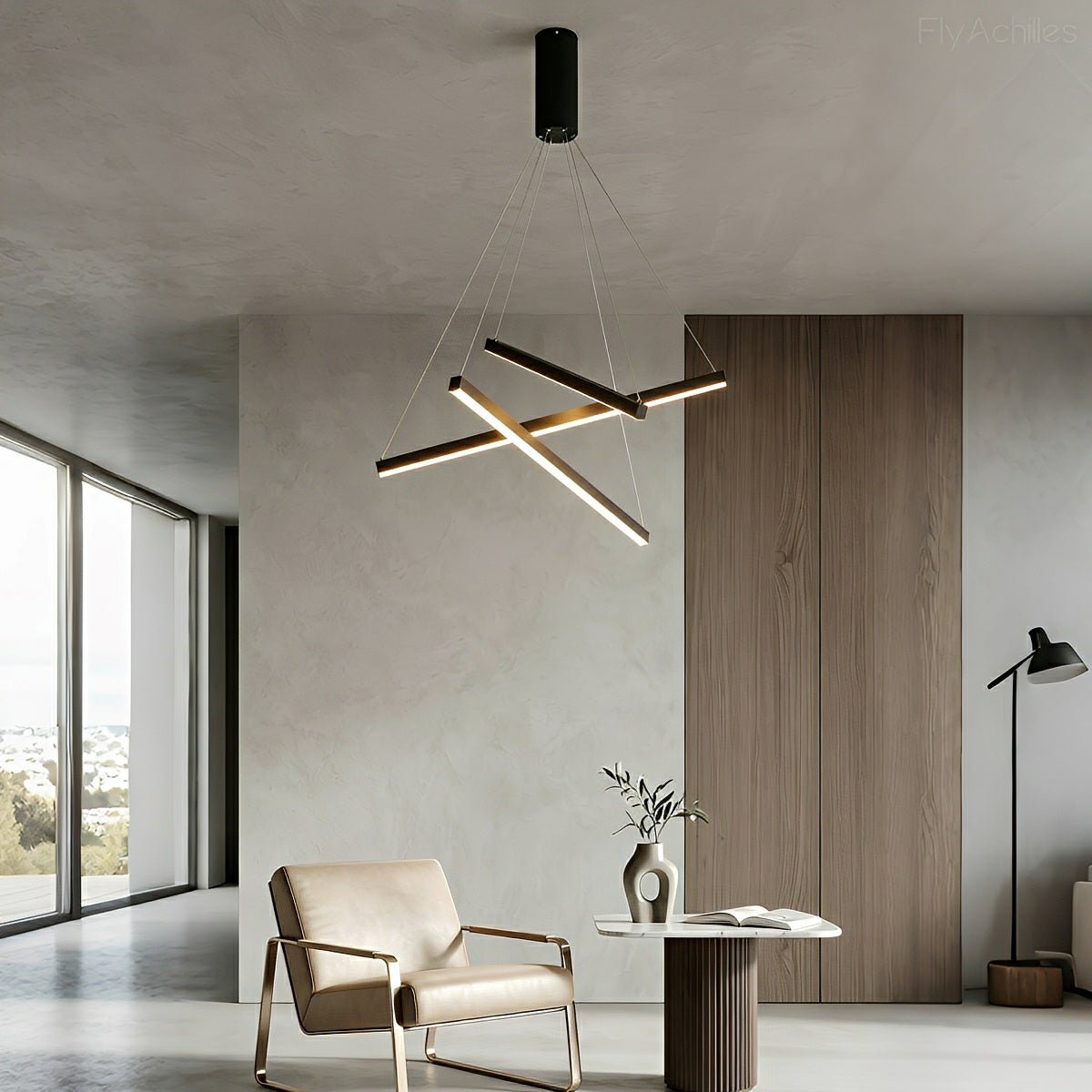 Minimalist Geometric Tiered Strip Dimming LED Black Modern Chandelier - Flare Shack