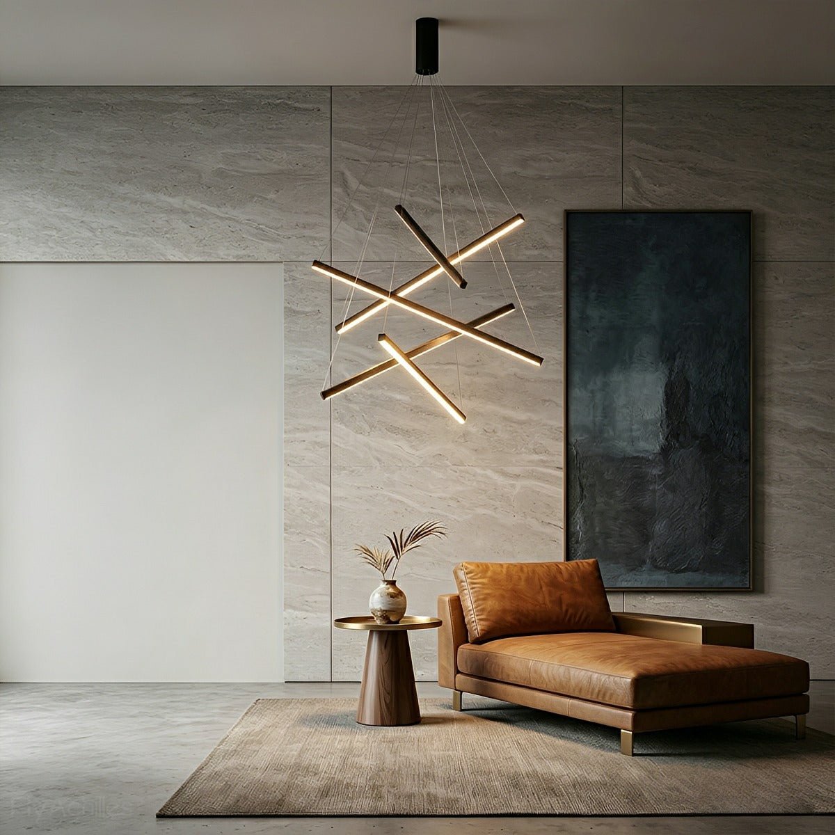 Minimalist Geometric Tiered Strip Dimming LED Black Modern Chandelier - Flare Shack
