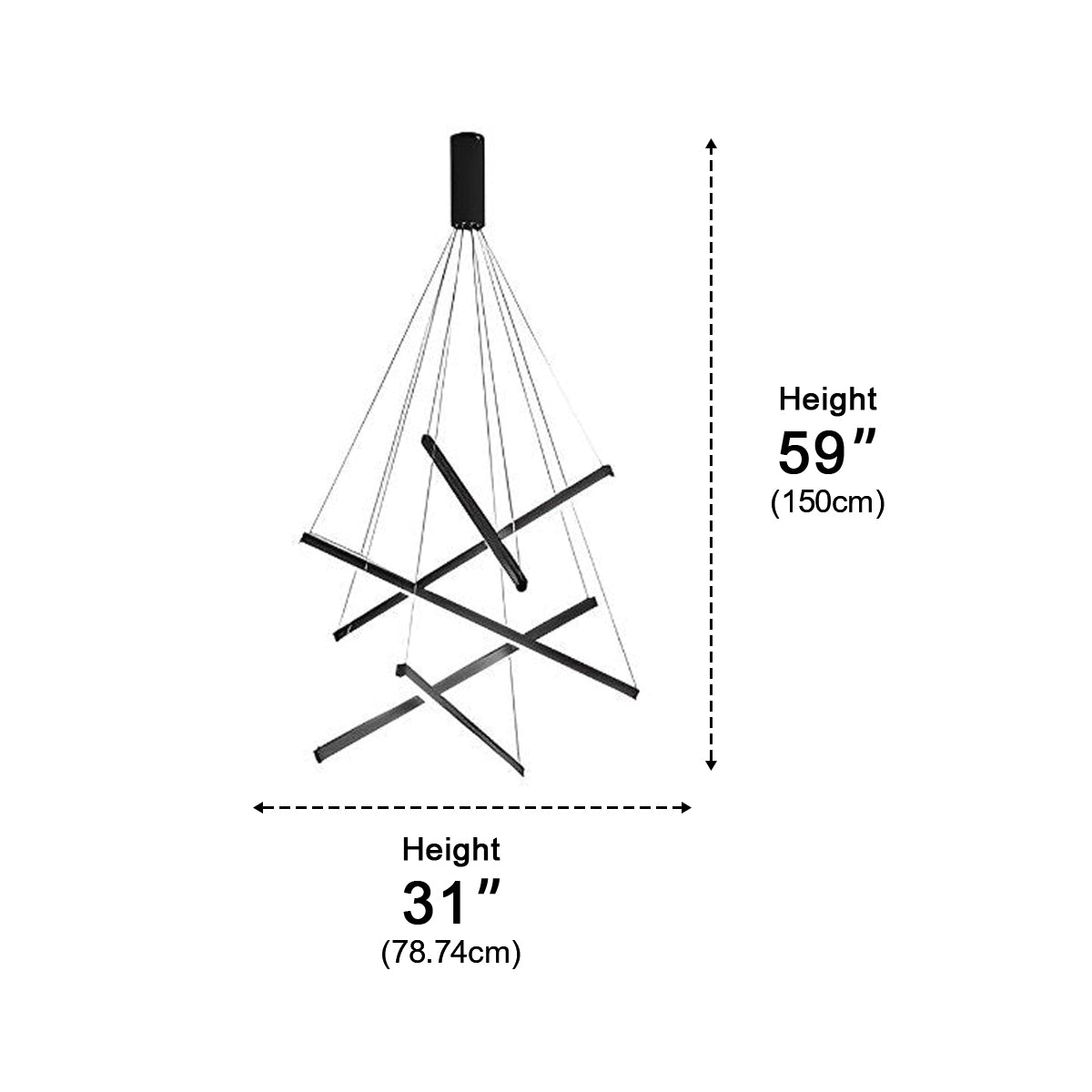 Minimalist Geometric Tiered Strip Dimming LED Black Modern Chandelier