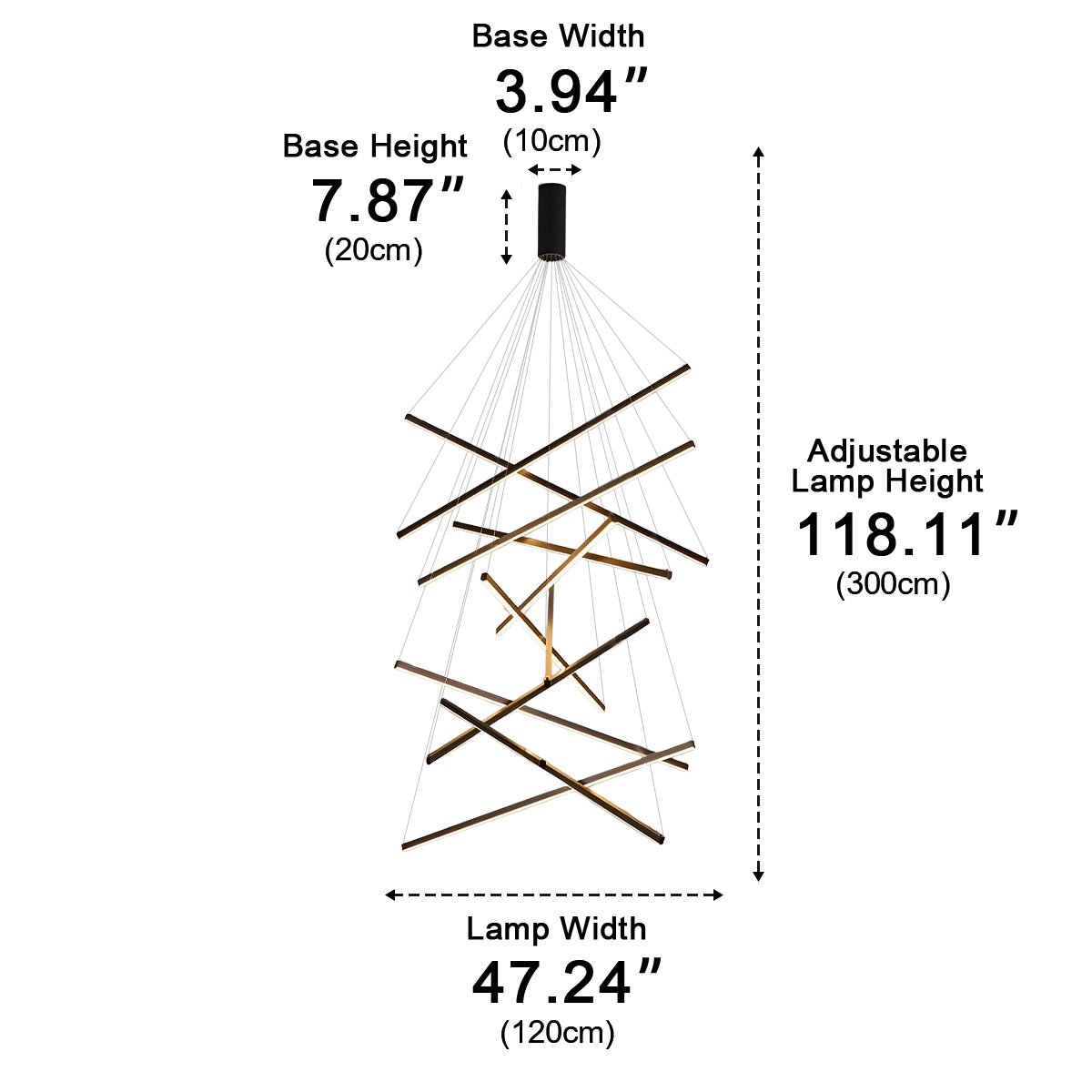 Minimalist Geometric Tiered Strip Dimming LED Black Modern Chandelier
