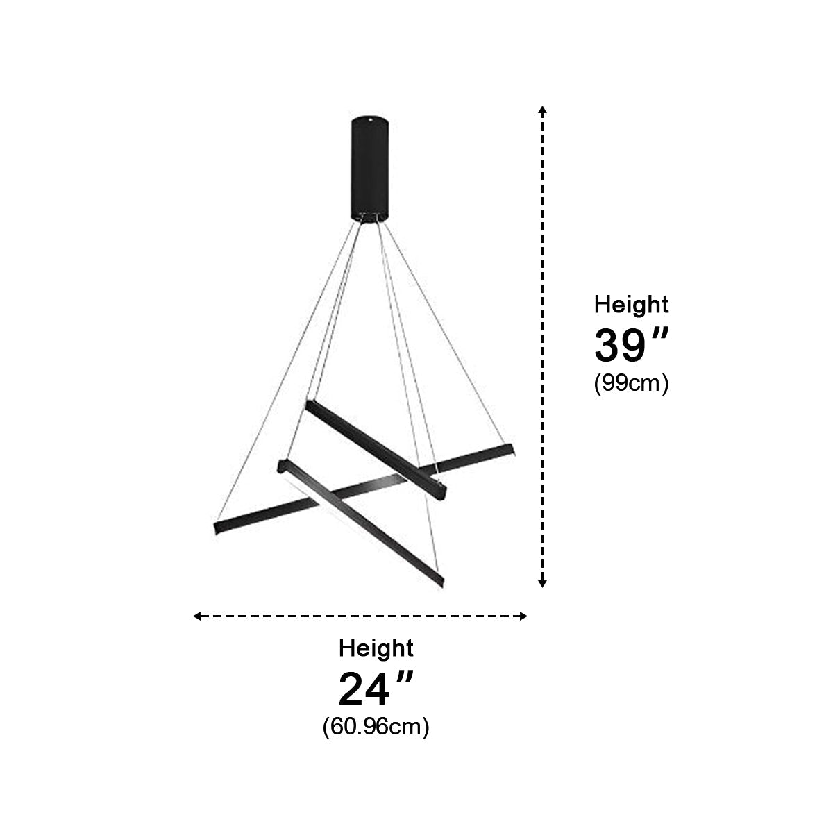 Minimalist Geometric Tiered Strip Dimming LED Black Modern Chandelier
