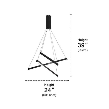 Minimalist Geometric Tiered Strip Dimming LED Black Modern Chandelier