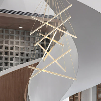 Minimalist Strip Stepless Dimming LED White Modern Chandelier