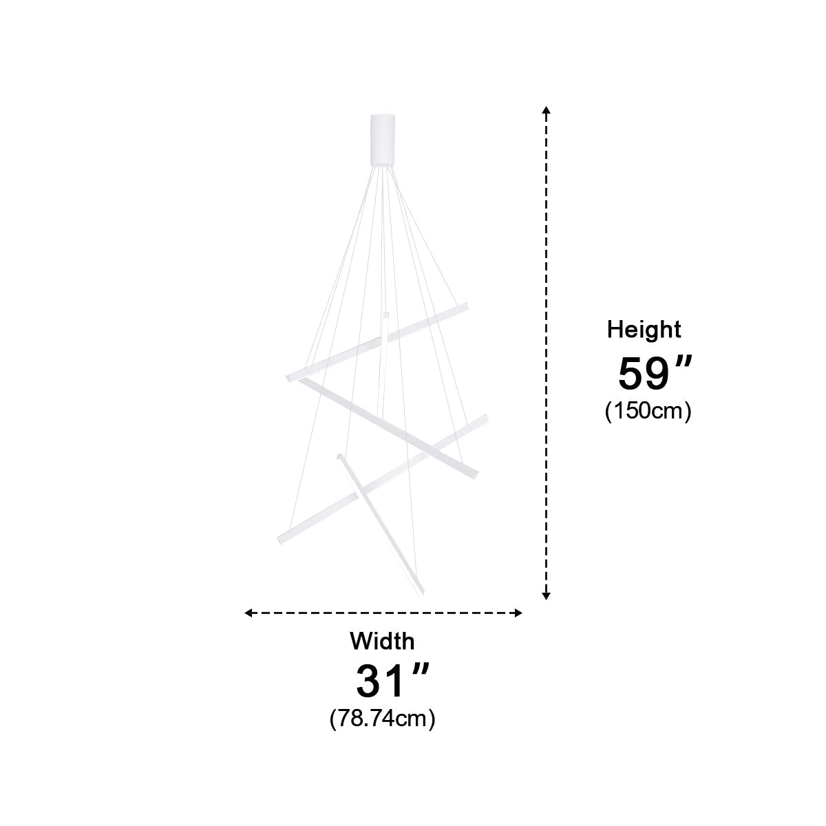 Minimalist Strip Stepless Dimming LED White Modern Chandelier