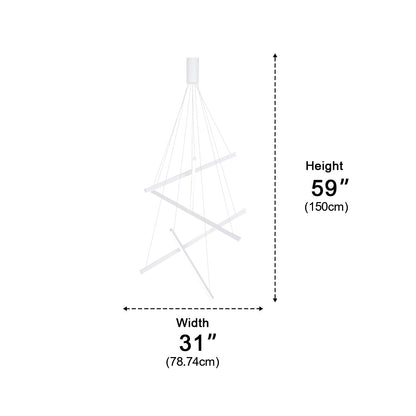 Minimalist Strip Stepless Dimming LED White Modern Chandelier