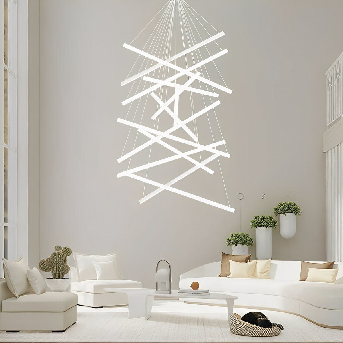 Minimalist Strip Stepless Dimming LED White Modern Chandelier - Flare Shack