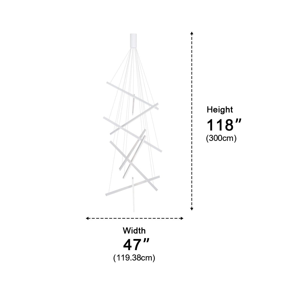 Minimalist Strip Stepless Dimming LED White Modern Chandelier