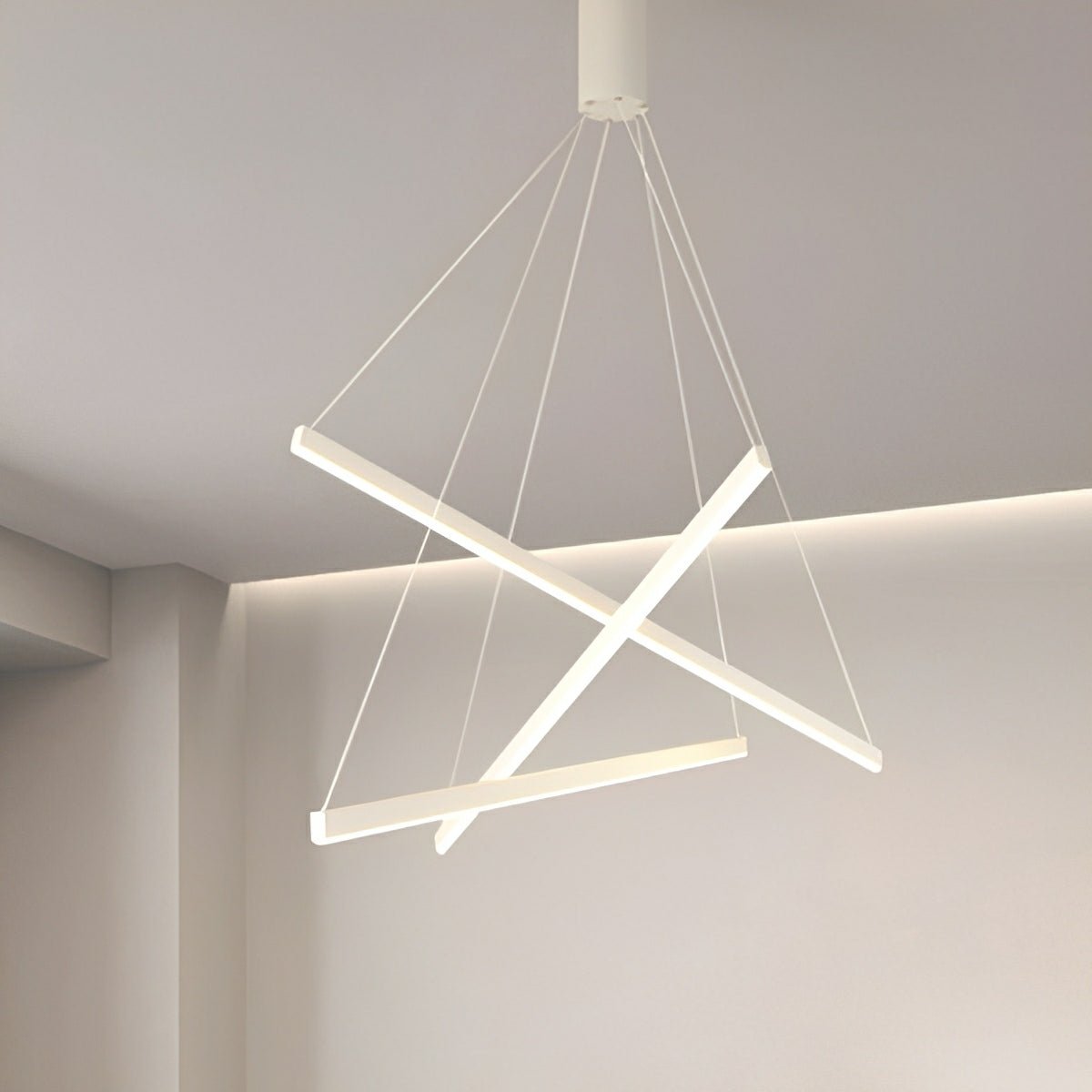 Minimalist Strip Stepless Dimming LED White Modern Chandelier - Flare Shack