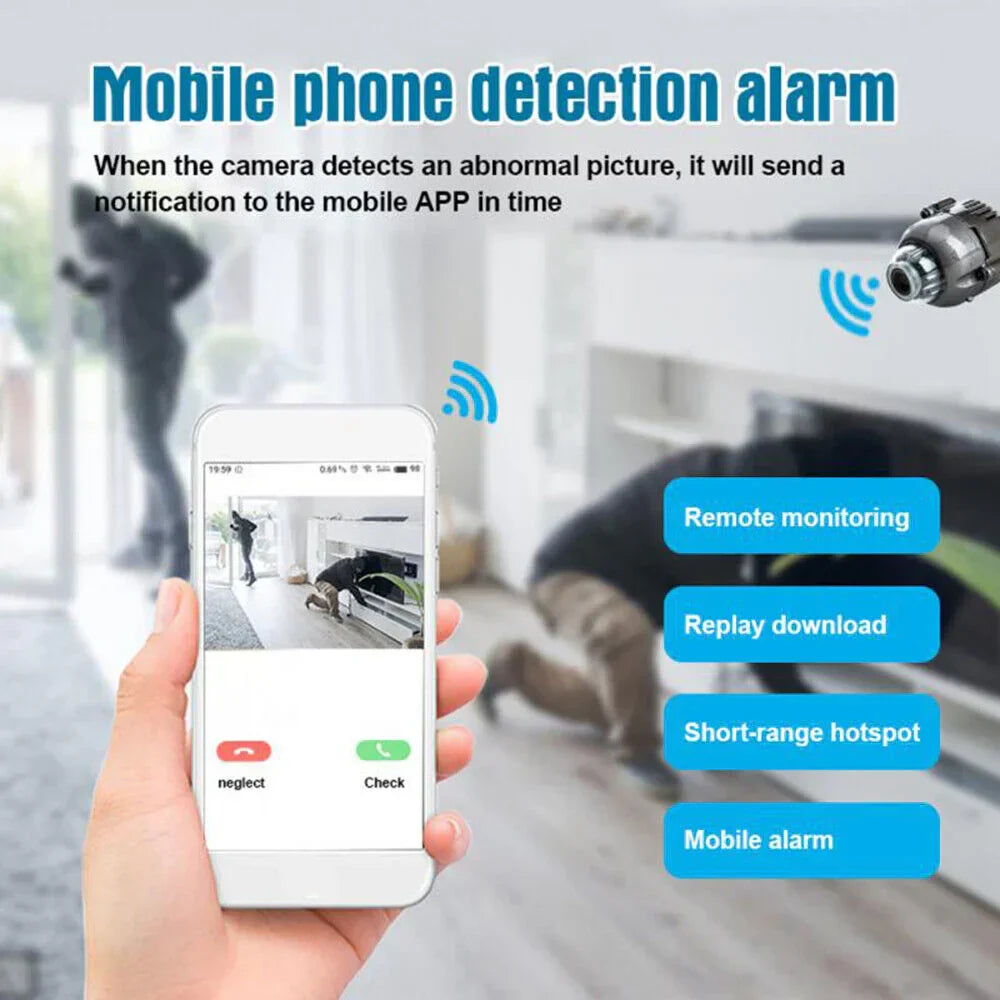 Mini WiFi Camera 1080P Night Vision Motion Alerts Remote Viewing Easy App Setup Home Security 2025