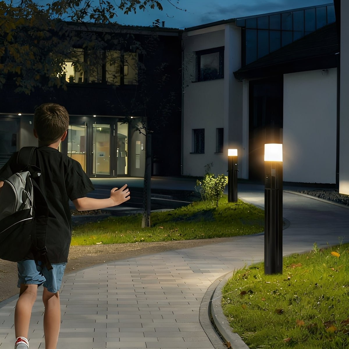 Modern 3-Sided Solar Triangle LED Outdoor Pathway Bollard Light
