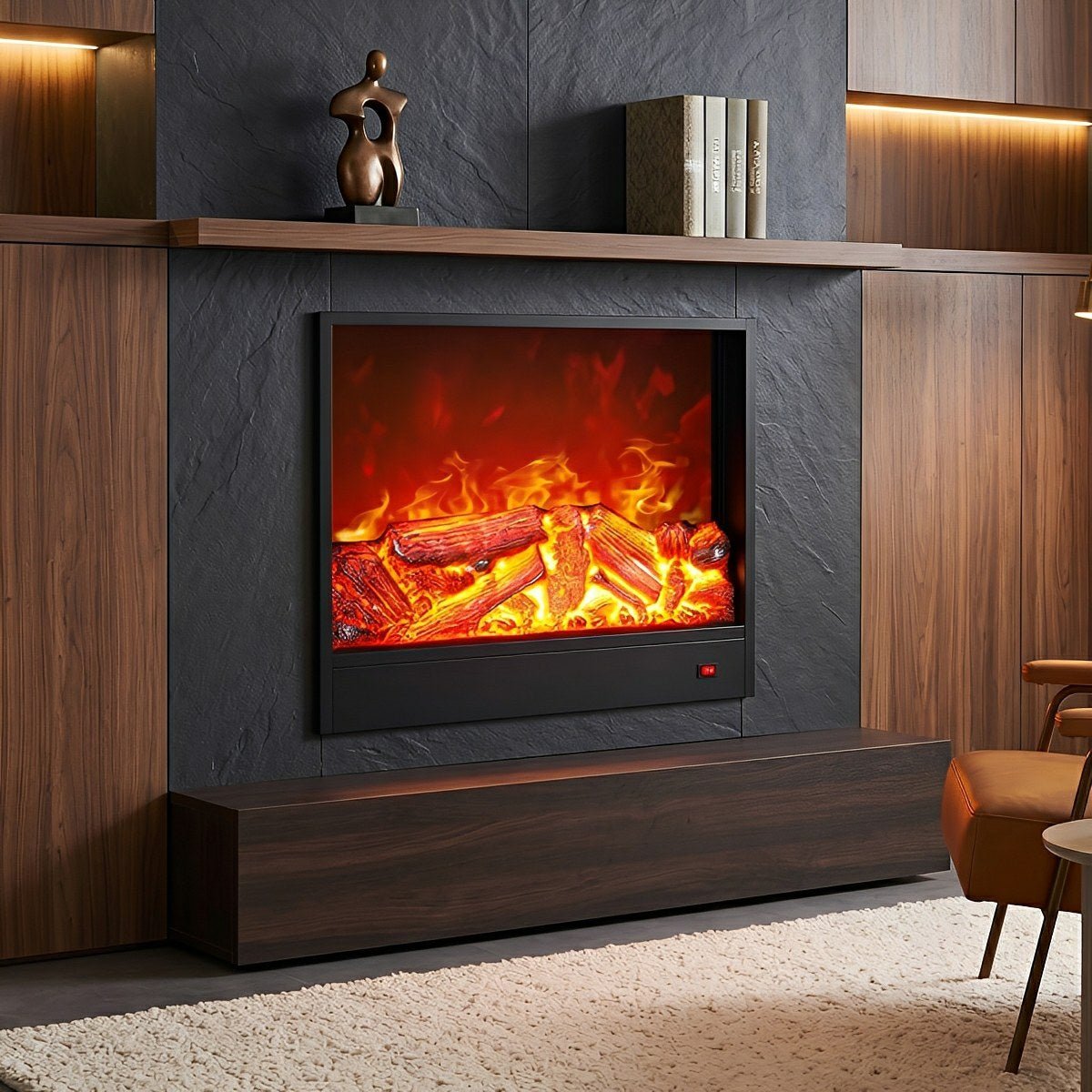 Modern 3D LED Flame Wall Fireplace Light Ambient Lighting
