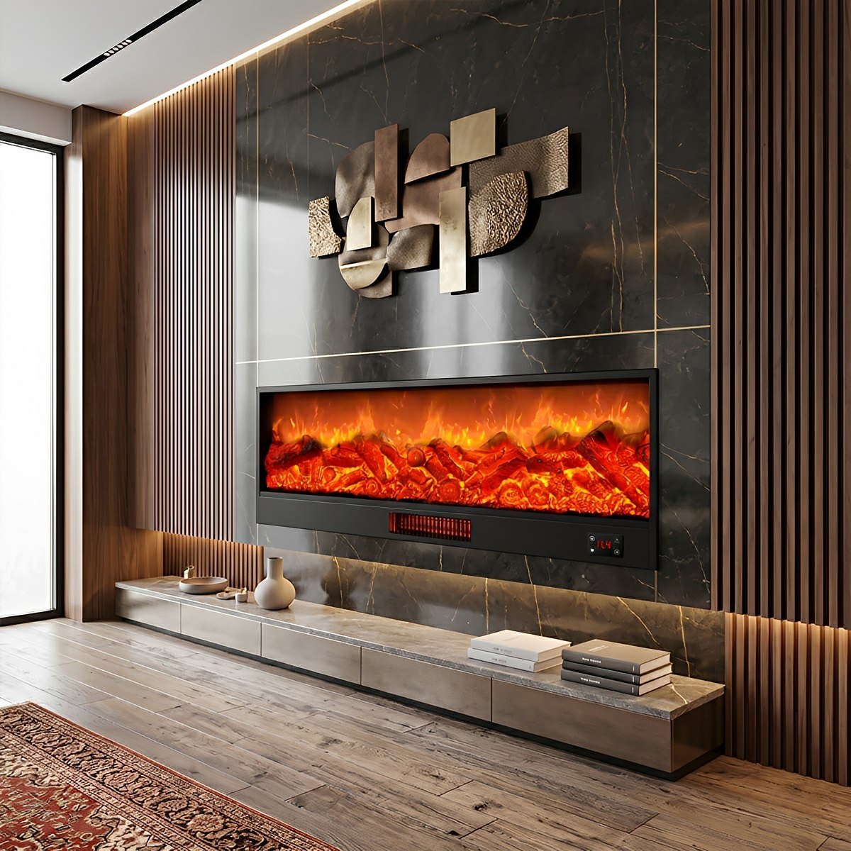 Modern 3D Simulated LED Flame Electric Fireplace Wall Heater - Flare Shack