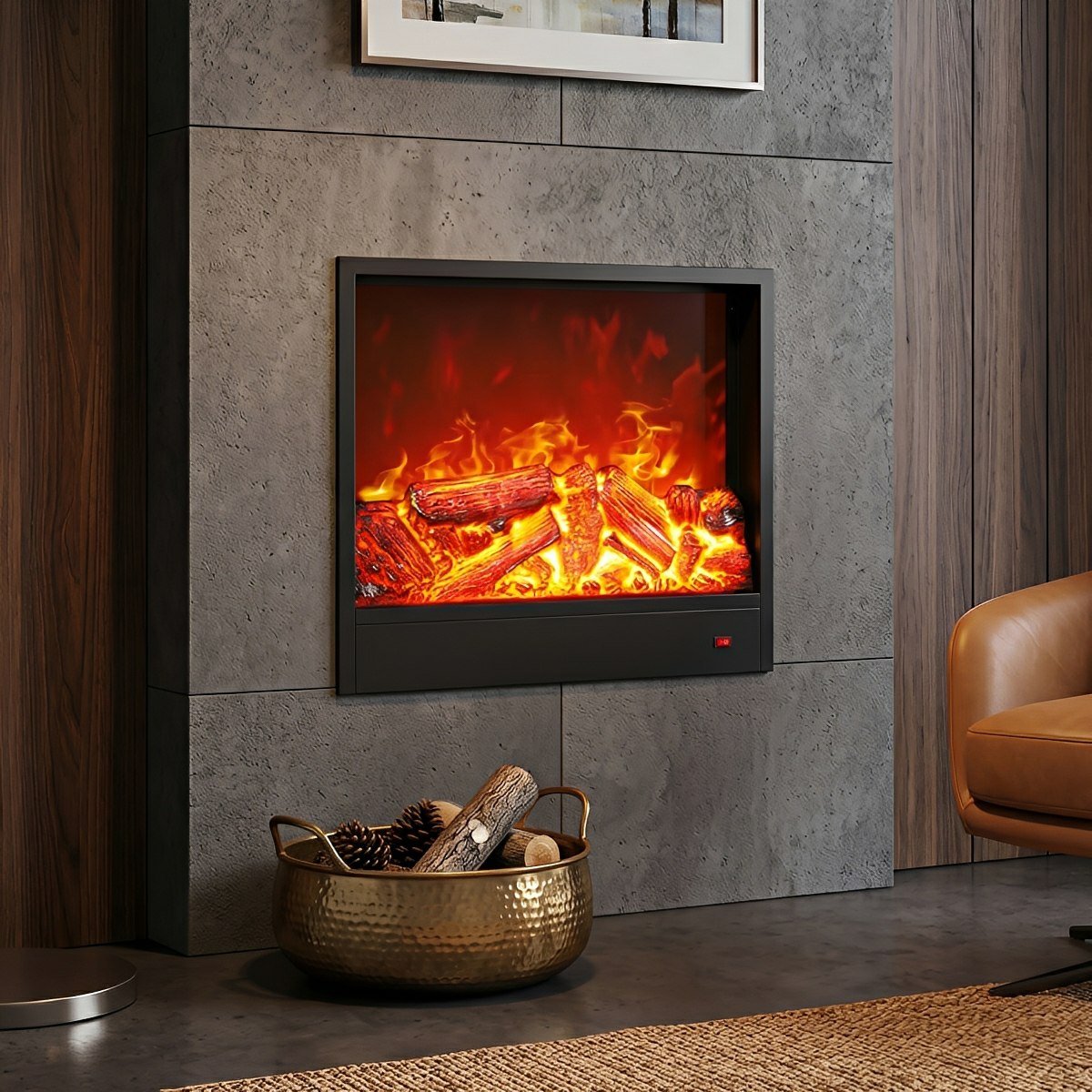 Modern 3D Simulated LED Flame Electric Fireplace Wall Heater - Flare Shack