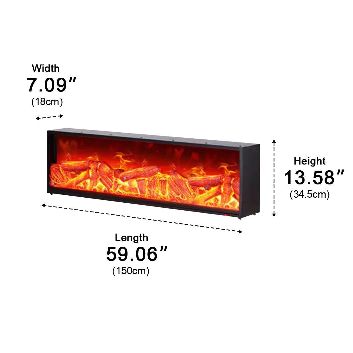Modern 3D Simulated LED Flame Electric Fireplace Wall Heater
